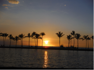 Rejsebrev Hawaii solnedgang NicksAmerika bryllupsrejse